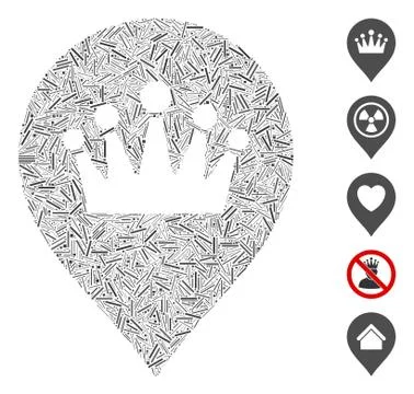 Dash Collage Crown Marker Icon 스톡 일러스트