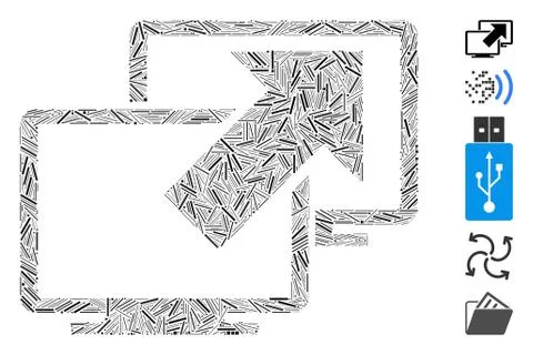 Dash Collage Data Transfer Icon Stock Illustration