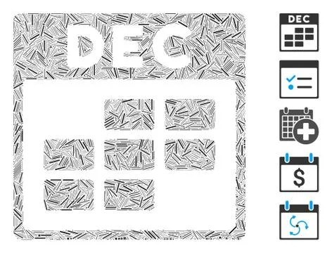 Dash Collage December Calendar Grid Icon 스톡 일러스트