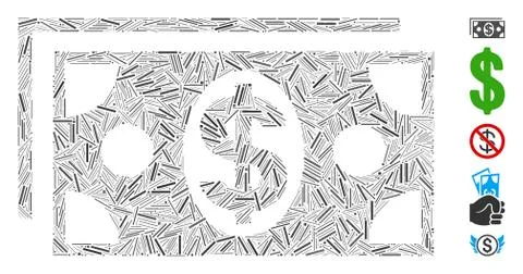 Dash Collage Dollar Banknotes Icon Stock Illustration