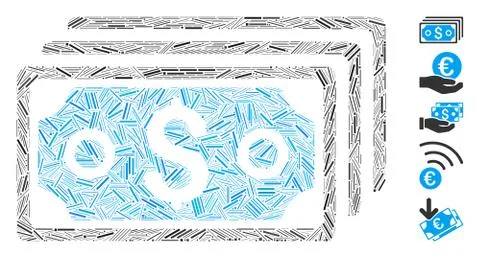 Dash Collage Dollar Banknotes Icon イラスト素材