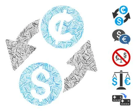 Dash Collage Dollar Cent Exchange Icon Stock Illustration