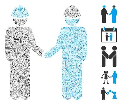 Dash Collage Engineer Persons Handshake Icon Stock Illustration