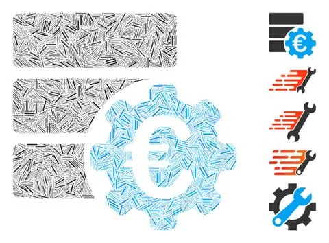 Dash Collage Euro Financial Database Options Icon Illustrazione stock