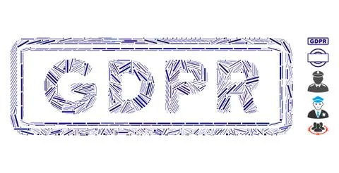 Dash Collage GDPR Rectangle Icon Stock Illustration