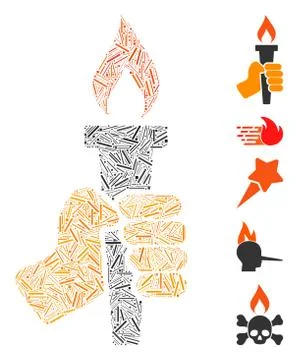 Dash Collage Hand with Fire Torch Icon イラスト素材