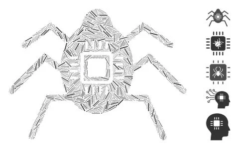 Dash Collage Hardware Bug Icon Stock Illustration