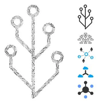 Dash Collage Hi-Tech Tree Icon 스톡 일러스트