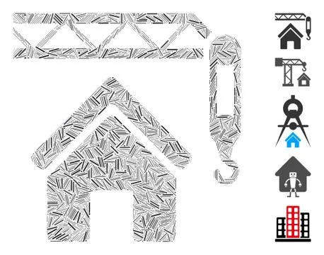 Dash Collage Home Construction Icon Ilustração Stock