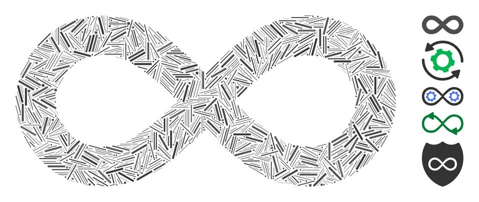 Dash Collage Infinity Icon Stock Illustration