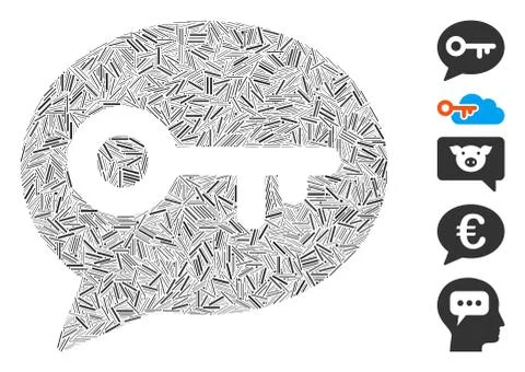 Dash Collage Key Message Icon Stock Illustration
