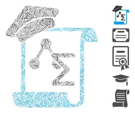 Dash Collage Knowledge Manuscript Icon Stock Illustration