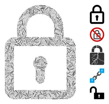 Dash Collage Lock Icon Stock Illustration
