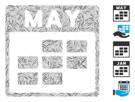 Dash Collage May Calendar Grid Icon 스톡 일러스트
