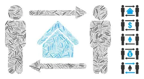 Dash Collage Men Home Exchange Icon Stock Illustration