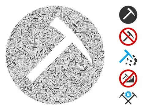 Dash Collage Mining Hammer Icon Stock Illustration