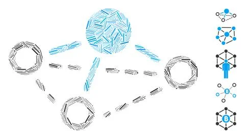 Dash Collage Molecule Icon Stock Illustration