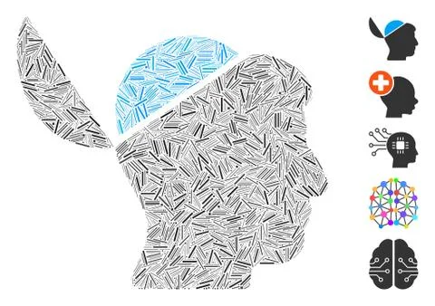Dash Collage Open Brain 스톡 일러스트