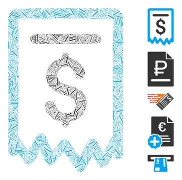 Dash Collage Payment Receipt Icon Stockillustratie