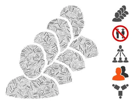 Dash Collage People Queue Icon Stock Illustration