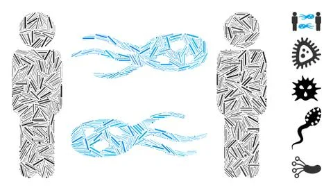 Dash Collage Persons Exchange Microbes Stock Illustration