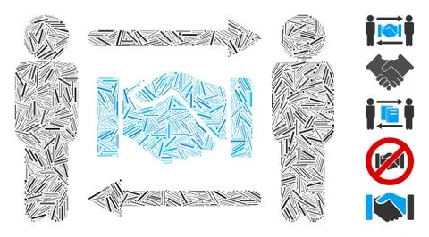 Dash Collage Persons Handshake Exchange Icon Stock Illustration