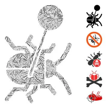 Dash Collage Pinned Bug Icon Stock Illustration