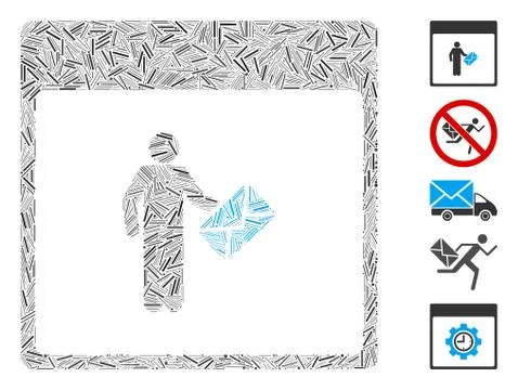 Dash Collage Postman Calendar Page Icon Illustrazione stock