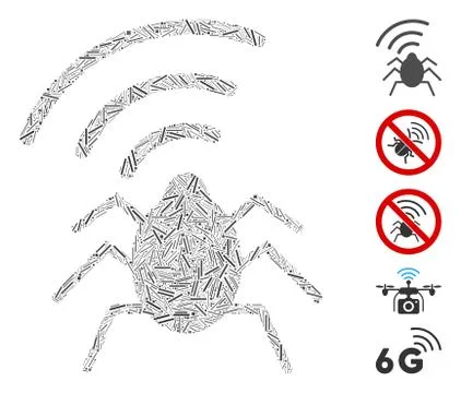 Dash Collage Radio Bug Icon Stock Illustration