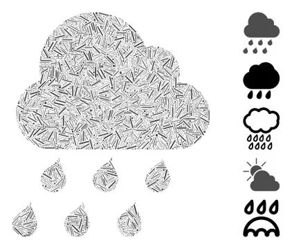 Dash Collage Rain Cloud Illustrazione stock