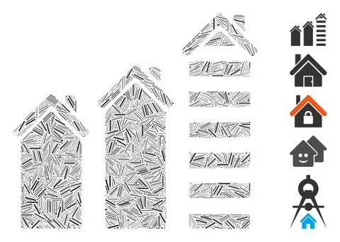 Dash Collage Realty Trend Icon Ilustração Stock