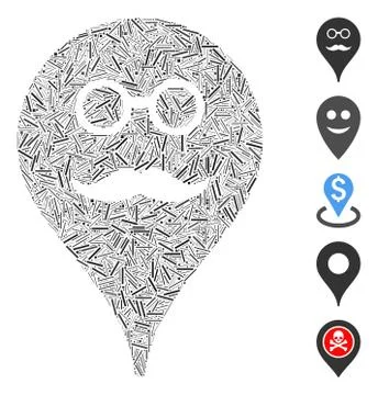 Dash Collage Retired Smiley Map Marker Icon 스톡 일러스트