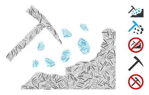 Dash Collage Rock Mining Hammer Icon Stock Illustration