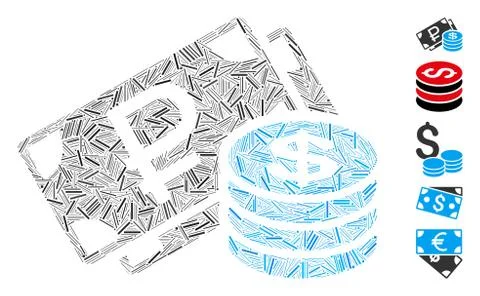 Dash Collage Rouble and Dollar Cash Icon Stock Illustration
