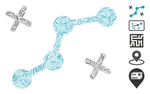 Dash Collage Route Points Icon Illustrazione stock