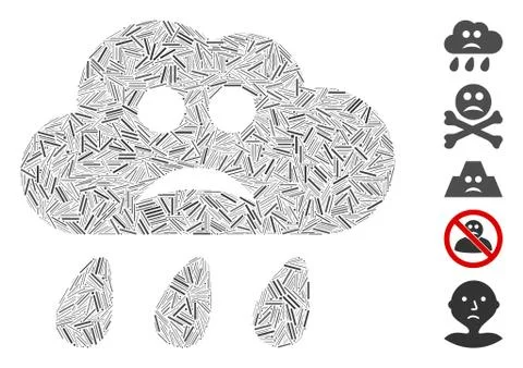 Dash Collage Sad Rain Cloud Icon Illustrazione stock