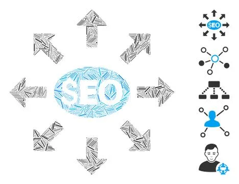 Dash Collage Seo Distribution Icon Ilustração Stock