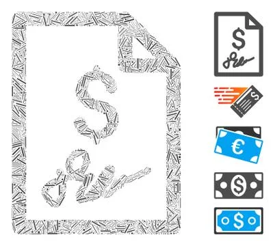 Dash Collage Signed Bill Icon Illustrazione stock