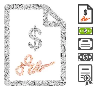 Dash Collage Signed Invoice Icon 스톡 일러스트