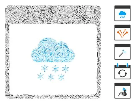 Dash Collage Snow Cloud Calendar Page Illustrazione stock