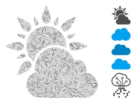 Dash Collage Sun and Cloud Weather Icon Illustrazione stock