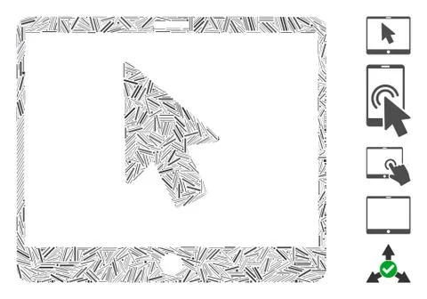 Dash Collage Tablet Arrow Pointer Icon Illustrazione stock