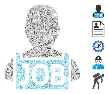Dash Collage Unemployed Icon Stock Illustration