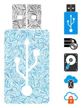 Dash Collage USB Flash Drive Icon Illustrazione stock