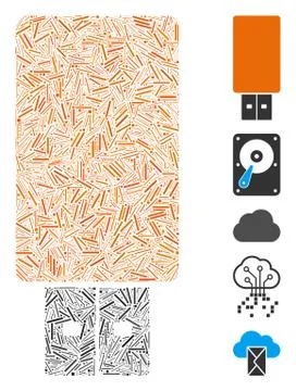 Dash Collage USB Flash Drive Icon Illustrazione stock