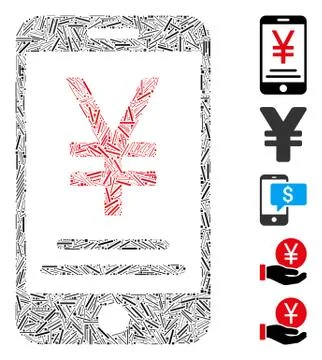Dash Collage Yen Mobile Payment Icon Stock Illustration
