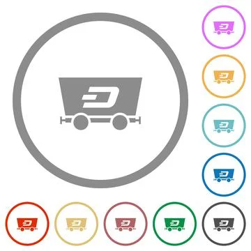 Dash criptocurrency mining flat icons with outlines Stock-Illustration