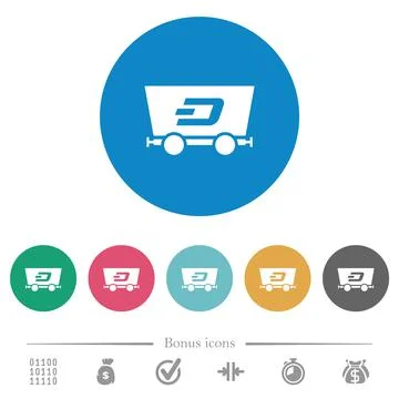 Dash criptocurrency mining flat round icons Stock-Illustration