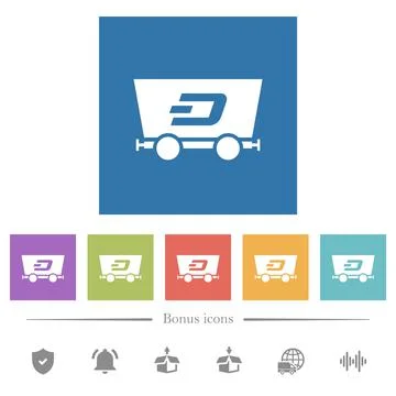 Dash criptocurrency mining flat white icons in square backgrounds Illustrazione stock