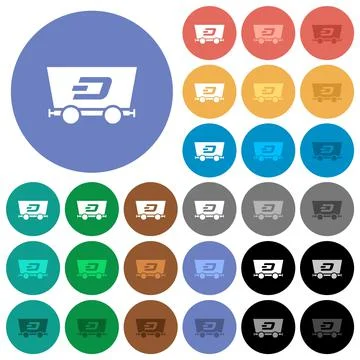 Dash criptocurrency mining round flat multi colored icons Stock-Illustration
